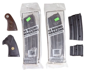 FIREARM ITEMS, RUGER & COL, MAGS, GRIPS