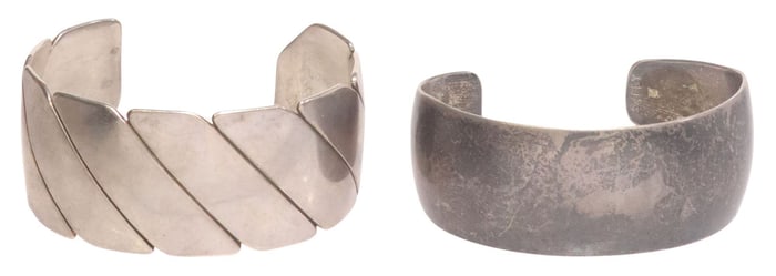 (2) NATIVE AMERICAN NAVAJO SILVER CUFF BRACELETS
