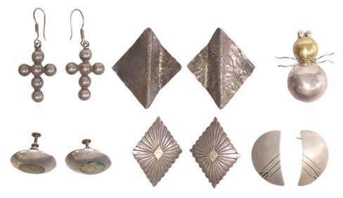 (6) NATIVE AMERICAN & SOUTHWEST STERLING SILVER EARRINGS
