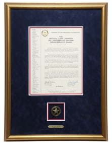 SCARCE TEXAS RANGER COMM. BADGE #163 OF 175 WITH COA'S