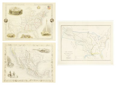 (3) U.S. TEXAS & CALIFORNIA MAPS, 1829 & 1851
