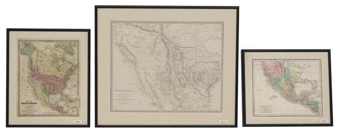 (3) FRAMED ANTIQUE MAPS, TEXAS, 1832, 1839, 1844