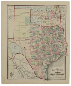 COUNTY MAP OF TEXAS, BRADLEY (ATTRIB), C. 1860