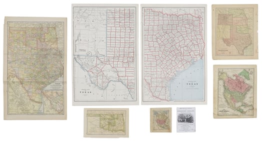(6) ANTIQUE TEXAS & U.S. MAPS
