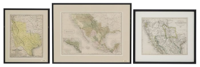 (3) ANTIQUE MAPS, TEXAS, CALIF. C. 1846, 1852, 1853