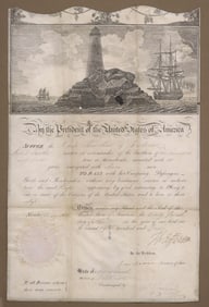 THOMAS JEFFERSON & JAMES MADISON SIGNED 1804 FRAMED SHIPS PASSPORT