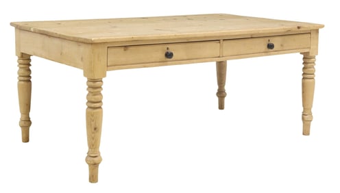 VICTORIAN PINE TWO-DRAWER KITCHEN WORK TABLE