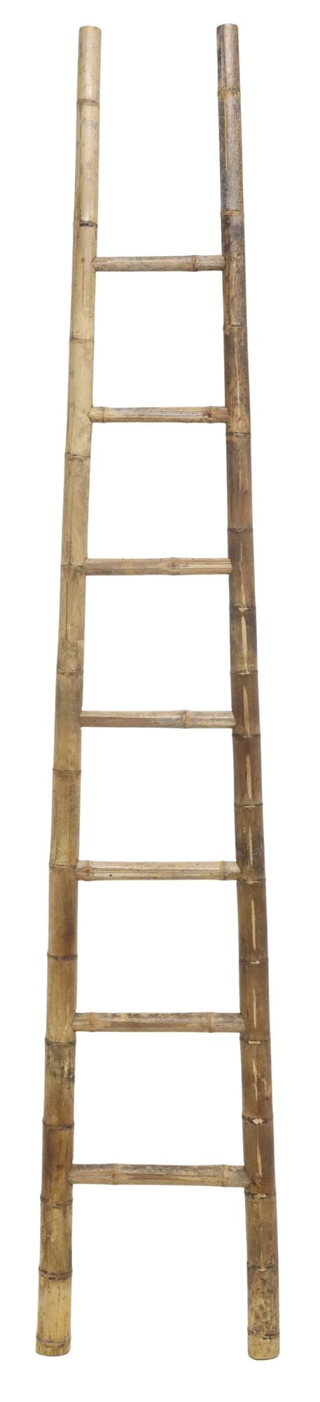 DECORATIVE VICTORIAN BAMBOO LIBRARY LADDER: Decorative Victorian bamboo library ladder, late 19th/ early 20th c., tapering frame with seven rungs, approx 96.25"h, 17.75"w **Note: for decorative use only**