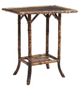 VICTORIAN JAPANNED BAMBOO TWO-TIER SIDE TABLE