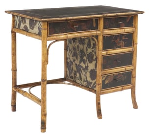 VICTORIAN BAMBOO & BLACK-JAPANNED WRITING DESK