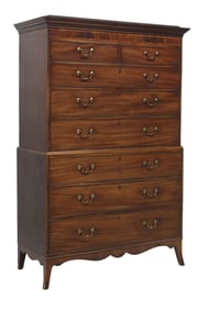 ENGLISH GEORGE III MAHOGANY TALLBOY CHEST-ON-CHEST