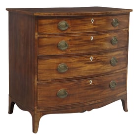 ENGLISH GEORGIAN PERIOD MAHOGANY BOWFRONT CHEST OF DRAWERS