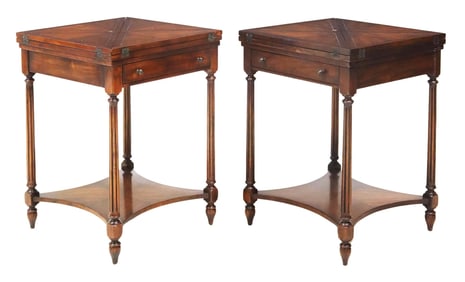 (2) MULTIYORK MAHOGANY ENVELOPE CARD TABLES
