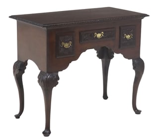 ENGLISH GEORGE II STYLE CARVED OAK LOWBOY