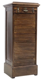 ENGLISH OAK TAMBOUR-DOOR FILING CABINET