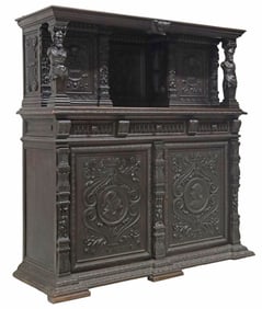 RENAISSANCE REVIVAL CARVED & EBONIZED WOOD SIDEBOARD