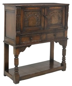 ENGLISH CARVED OAK CUPBOARD