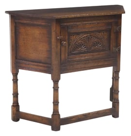 ENGLISH JACOBEAN STYLE CARVED OAK CANTED TABLE