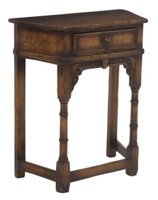 ENGLISH N.H. CHAPMAN & COMPANY JACOBEAN STYLE OAK CANTED HALL TABLE