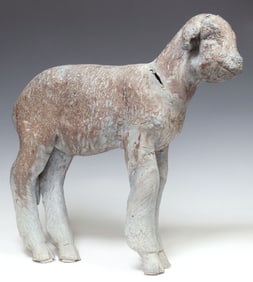ENGLISH CAST LEAD GARDEN FIGURE LIFE-SIZE MODEL OF A LAMB