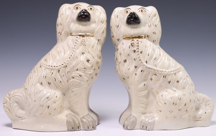 (2) ENGLISH VICTORIAN STAFFORDSHIRE MANTEL DOGS