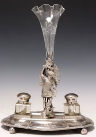 ENGLISH SILVERPLATE SAINT GEORGE & THE DRAGON STANDISH