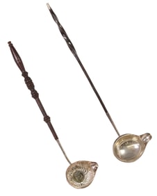 (2) ENGLISH GEORGIAN SILVER TODDY LADLES