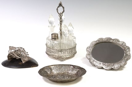 (4) ENGLISH & CONTINENTAL SILVER & SILVERPLATE DRESSER ITEMS