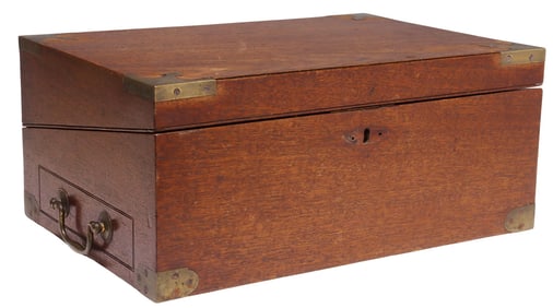 ENGLISH BRASS-MOUNTED MAHOGANY CAMPAIGN DESK WRITING SLOPE