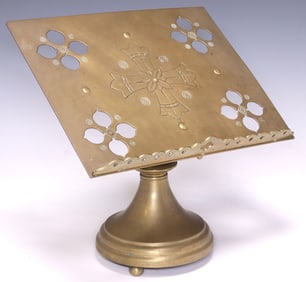 ENGLISH BRASS GREEK CROSS TABLETOP MISSAL STAND / LECTERN