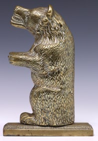 ENGLISH VICTORIAN BRASS BEAR-FORM DOOR PORTER