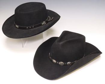 (2) STALLION BY STETSON BLACK WOOL COWBOY & OUTDOOR HATS
