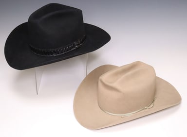 (2) STETSON BLACK & TAN BEAVER FELT WESTERN COWBOY HATS