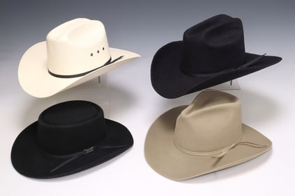 (4) RODEO & COWBOY HATS: TEXAS HAT COMPANY, EDDY BROS, CHARLIE 1 HORSE