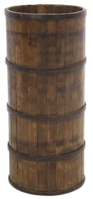 ENGLISH IRON-BOUND OAK BARREL-FORM STICK STAND