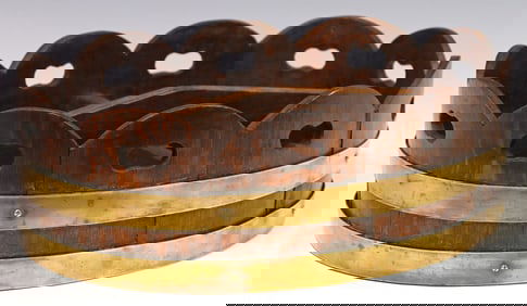 ENGLISH VICTORIAN BRASS-BOUND OAK SECTIONED SERVING TRAY