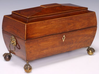 ENGLISH REGENCY ROSEWOOD SARCOPHAGUS-FORM TEA CADDY