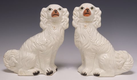 (2) ENGLISH VICTORIAN STAFFORDSHIRE MANTEL DOGS