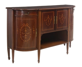 EDWARDIAN MAHOGANY & INLAID BOWFRONT SERVER
