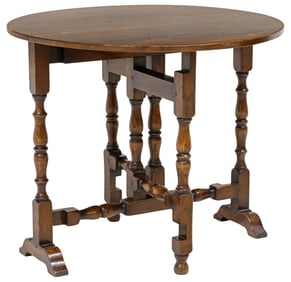 SMALL ENGLISH TIGER OAK DROP-LEAF GATELEG SIDE TABLE