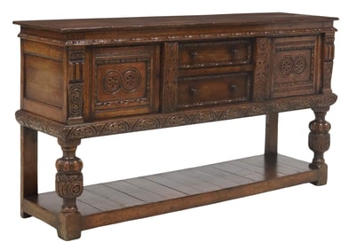 ENGLISH CARVED OAK SIDEBOARD