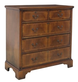 GEORGIAN STYLE FIGURED WALNUT CHEST OF DRAWERS