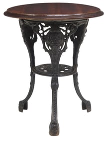 ENGLISH OAK & CAST IRON PUB TABLE