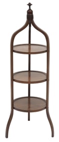 ENGLISH EDWARDIAN MAHOGANY THREE-TIER MUFFIN STAND