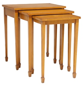 (3) ENGLISH BANDED SATINWOOD NESTING TABLES