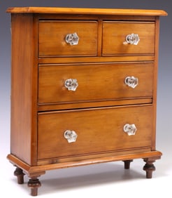 MINIATURE ENGLISH MAHOGANY CHEST OF DRAWERS, 18 3/8"H
