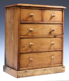RUSTIC ENGLISH TABLETOP PINE CHEST OF DRAWERS