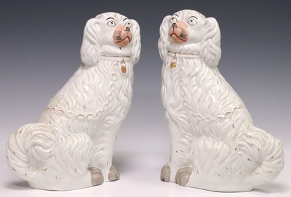 (2) ENGLISH VICTORIAN STAFFORDSHIRE MANTEL DOGS