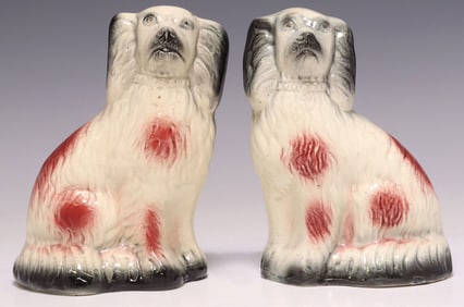 (2) ENGLISH STAFFORDSHIRE MANTEL DOGS