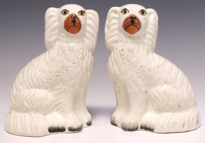 (2) ENGLISH VICTORIAN STAFFORDSHIRE MANTEL DOGS